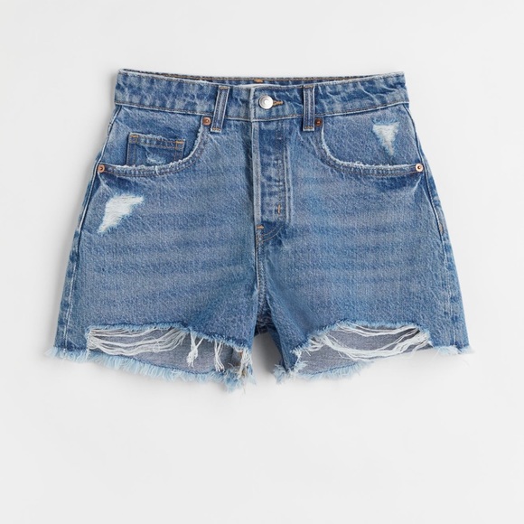 Ripped high rise denim shorts - Picture 1 of 7